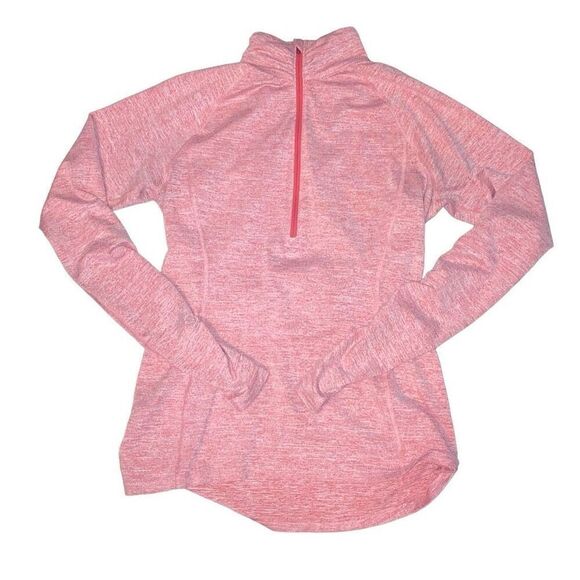 Lucy Activewear Heathered Pink Ruched Quarter  1/4 Zip Workout Running Top Small - Picture 1 of 9